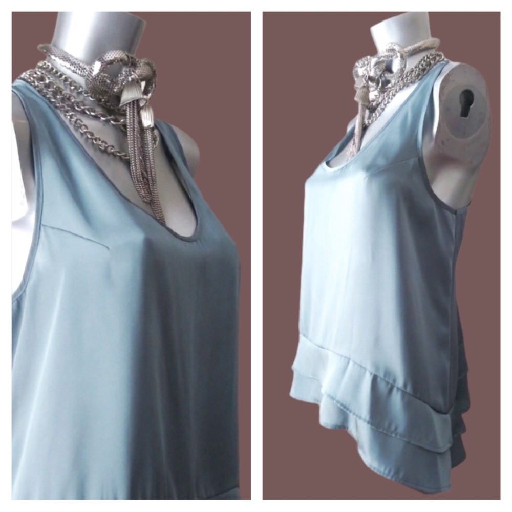 Apostrophe Layered Peplum Tank Top Blouse